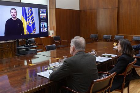 La ministra de Defensa, Margarita Robles, durante la reunión del Grupo de Contacto de Apoyo a Ucrania